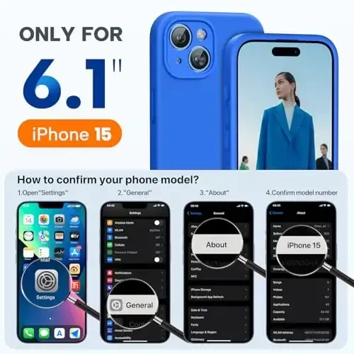 Miracase Compatible with iPhone 15 Case, [Soft Anti-Scratch Microfiber Lining], Liquid Silicone Case Gel Rubber Shockproof Drop Protection Phone Case for iPhone 15, Mediterranean Blue - 3