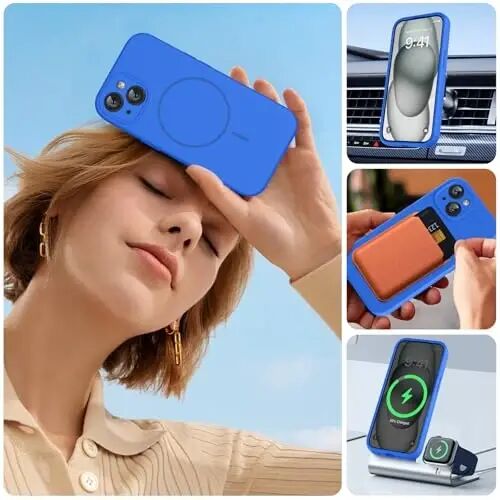 Miracase Compatible with iPhone 15 Case, [Soft Anti-Scratch Microfiber Lining], Liquid Silicone Case Gel Rubber Shockproof Drop Protection Phone Case for iPhone 15, Mediterranean Blue - 6