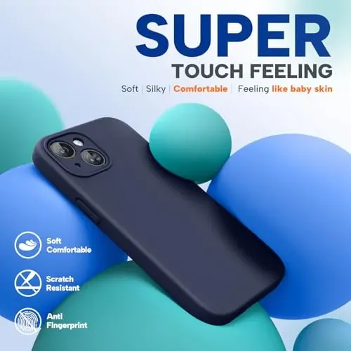 Miracase Compatible with iPhone 15 Case, [Soft Anti-Scratch Microfiber Lining], Liquid Silicone Case Gel Rubber Shockproof Drop Protection Phone Case for iPhone 15, Navy Blue - 3
