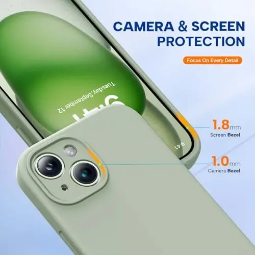 Miracase Compatible with iPhone 15 Case, [Soft Anti-Scratch Microfiber Lining], Liquid Silicone Case Gel Rubber Shockproof Drop Protection Phone Case for iPhone 15, Patina Green - MIRACASE (1)
