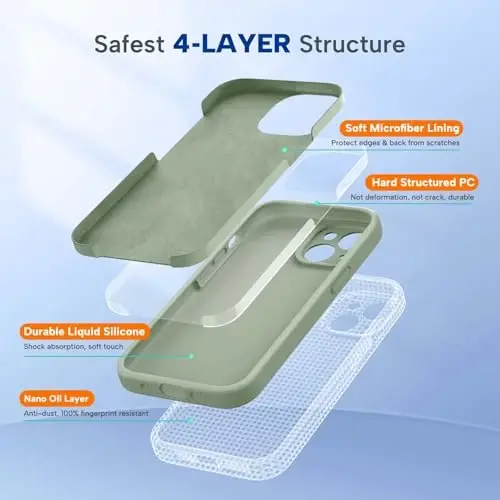 Miracase Compatible with iPhone 15 Case, [Soft Anti-Scratch Microfiber Lining], Liquid Silicone Case Gel Rubber Shockproof Drop Protection Phone Case for iPhone 15, Patina Green - 3