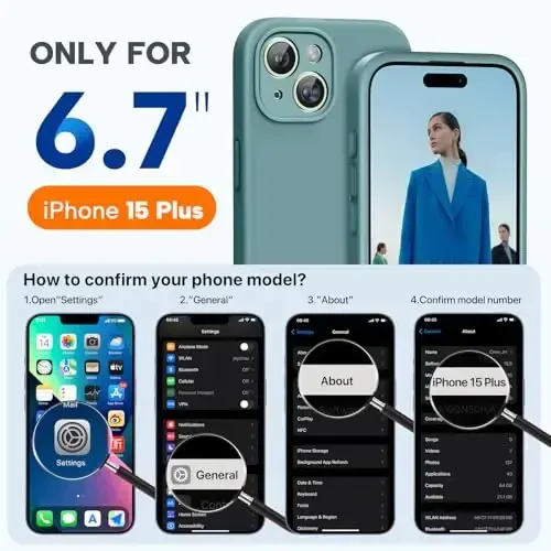 Miracase Compatible with iPhone 15 Plus Case, [Soft Anti-Scratch Microfiber Lining], Liquid Silicone Case Gel Rubber Shockproof Drop Protection Phone Case for iPhone 15 Plus, Midnight Green - 5