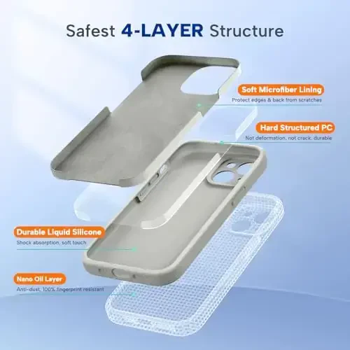 Miracase Compatible with iPhone 15 Plus Case, [Soft Anti-Scratch Microfiber Lining], Liquid Silicone Case Gel Rubber Shockproof Drop Protection Phone Case for iPhone 15 Plus, Stone - 3