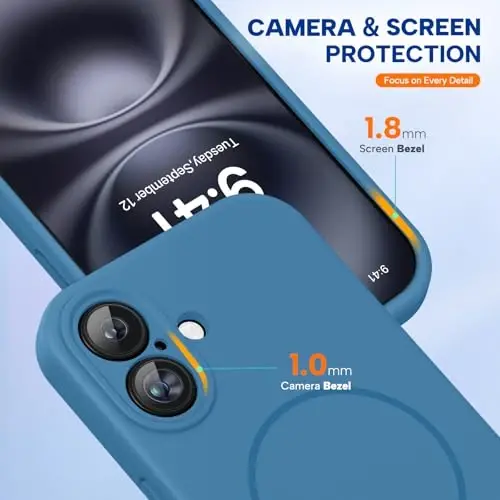Miracase Compatible with iPhone 16 Case, [Soft Anti-Scratch Microfiber Lining], Compatible with MagSafe, Liquid Silicone Case Shockproof Drop Protection Phone Case for 16,Capri Blue - 4