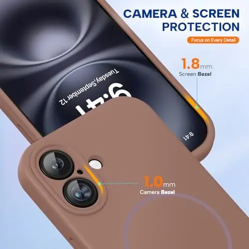 Miracase Compatible with iPhone 16 Case, [Soft Anti-Scratch Microfiber Lining], Compatible with MagSafe, Liquid Silicone Case Shockproof Drop Protection Phone Case for 16,Chocolate - 4