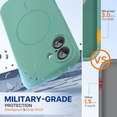 Miracase Compatible with iPhone 16 Case, [Soft Anti-Scratch Microfiber Lining], Compatible with MagSafe, Liquid Silicone Case Shockproof Drop Protection Phone Case for 16,Midnight Green - 2