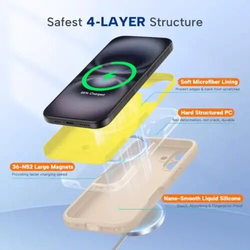 Miracase Compatible with iPhone 16 Case, [Soft Anti-Scratch Microfiber Lining], Compatible with MagSafe, Liquid Silicone Case Shockproof Drop Protection Phone Case for 16,Sand - 4