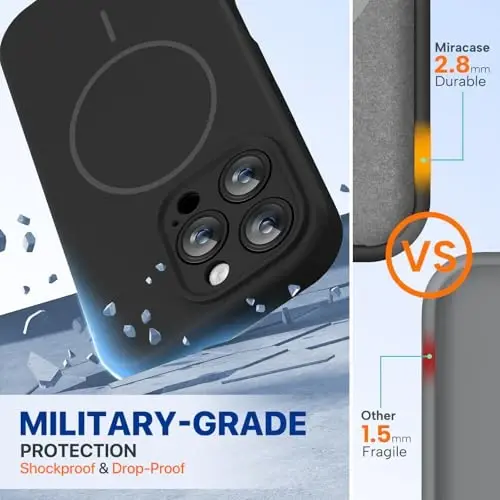 Miracase Compatible with iPhone 16 Pro Max Case, [Soft Anti-Scratch Microfiber Lining], Compatible with MagSafe, Liquid Silicone Case Shockproof Drop Protection Phone Case for 16 ProMax,Black - 2