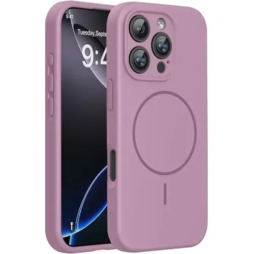 Miracase Compatible with iPhone 16 Pro Max Case, [Soft Anti-Scratch Microfiber Lining], Compatible with MagSafe, Liquid Silicone Case Shockproof Drop Protection Phone Case for 16 ProMax,Blackcurrant - 1