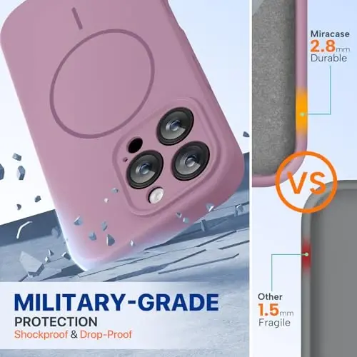 Miracase Compatible with iPhone 16 Pro Max Case, [Soft Anti-Scratch Microfiber Lining], Compatible with MagSafe, Liquid Silicone Case Shockproof Drop Protection Phone Case for 16 ProMax,Blackcurrant - 2