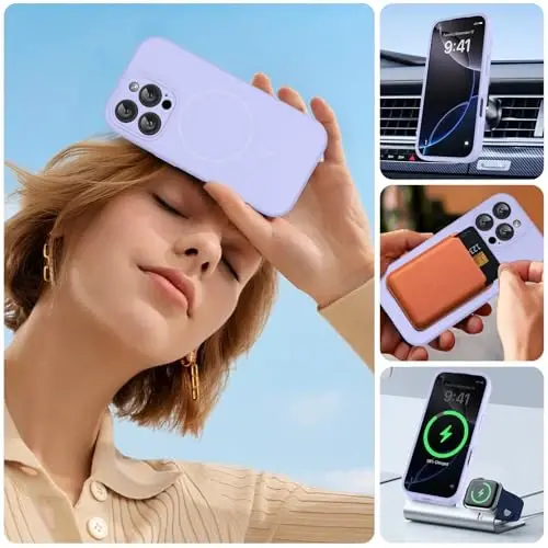 Miracase Compatible with iPhone 16 Pro Max Case, [Soft Anti-Scratch Microfiber Lining], Compatible with MagSafe, Liquid Silicone Case Shockproof Drop Protection Phone Case for 16 ProMax,Light Purple - 5