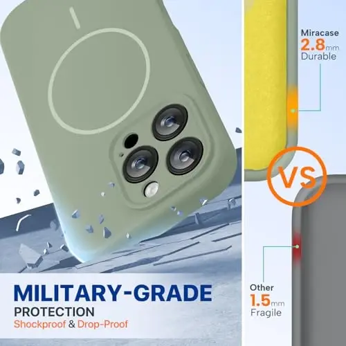 Miracase Compatible with iPhone 16 Pro Max Case, [Soft Anti-Scratch Microfiber Lining], Compatible with MagSafe, Liquid Silicone Case Shockproof Drop Protection Phone Case for 16 ProMax,Patina Green - MIRACASE (1)