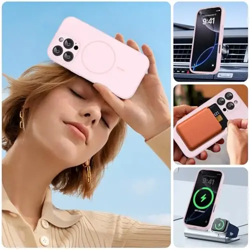 Miracase Compatible with iPhone 16 Pro Max Case, [Soft Anti-Scratch Microfiber Lining], Compatible with MagSafe, Liquid Silicone Case Shockproof Drop Protection Phone Case for 16 ProMax,Sand Pink - 5