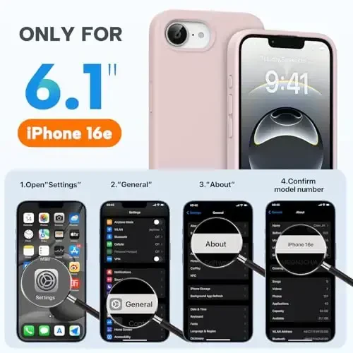 Miracase Compatible with iPhone 16e Case, [Soft Anti-Scratch Microfiber Lining], iPhone 16e uchun suyuq silikonli g'ilof Gel rezina zarbga chidamli tushishdan himoya telefon qutisi, Sand Pink - MIRACASE (1)