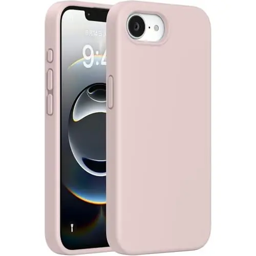 Miracase Compatible with iPhone 16e Case, [Soft Anti-Scratch Microfiber Lining], iPhone 16e uchun suyuq silikonli g'ilof Gel rezina zarbga chidamli tushishdan himoya telefon qutisi, Sand Pink - 2