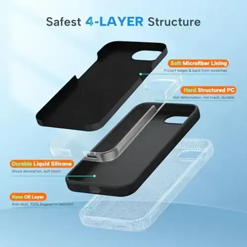 Miracase Compatible with iPhone 16e Case, [Soft Anti-Scratch Microfiber Lining], Liquid Silicone Case Gel Rubber Shockproof Drop Protection Phone Case for iPhone 16e, Black - 4