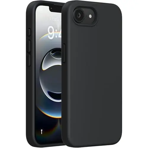 Miracase Compatible with iPhone 16e Case, [Soft Anti-Scratch Microfiber Lining], Liquid Silicone Case Gel Rubber Shockproof Drop Protection Phone Case for iPhone 16e, Black 