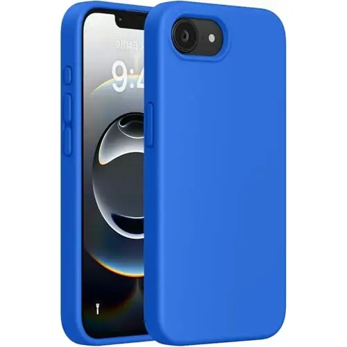 Miracase Compatible with iPhone 16e Case, [Soft Anti-Scratch Microfiber Lining], Liquid Silicone Case Gel Rubber Shockproof Drop Protection Phone Case for iPhone 16e, Mediterranean Blue 