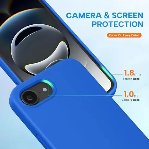 Miracase Compatible with iPhone 16e Case, [Soft Anti-Scratch Microfiber Lining], Liquid Silicone Case Gel Rubber Shockproof Drop Protection Phone Case for iPhone 16e, Mediterranean Blue - 3