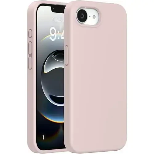 Miracase Compatible with iPhone 16e Case, [Soft Anti-Scratch Microfiber Lining], Liquid Silicone Case Gel Rubber Shockproof Drop Protection Phone Case for iPhone 16e, Sand Pink - 1