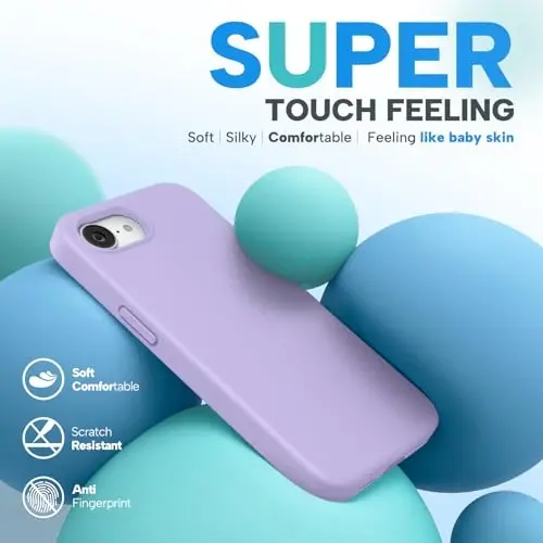 Miracase Compatible with iPhone 16e Case/iPhone 17e Case, [Soft Anti-Scratch Microfiber Lining], Liquid Silicone Shockproof Drop Protection Phone Case for iPhone 16e/17e, Light Purple - 3