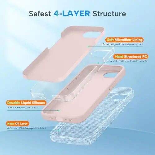 miracase Compatible with iPhone 16e Case/iPhone 17e Case, [Soft Anti-Scratch Microfiber Lining], Liquid Silicone Shockproof Drop Protection Phone Case for iPhone 16e/17e, Sand Pink - 4