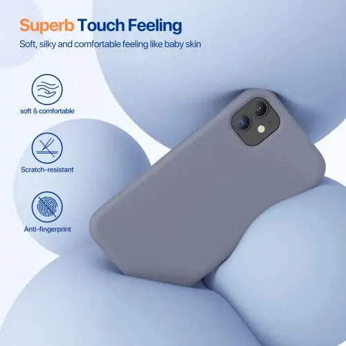 Miracase Designed for iPhone 11 Phone Case, with Screen Protector, Liquid Silicone Gel Rubber Full Body Drop Protection Shockproof Cover Phone Case for iPhone 11 6.1 inch, Lavender Gray - 3