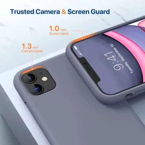 Miracase Designed for iPhone 11 Phone Case, with Screen Protector, Liquid Silicone Gel Rubber Full Body Drop Protection Shockproof Cover Phone Case for iPhone 11 6.1 inch, Lavender Gray - 4