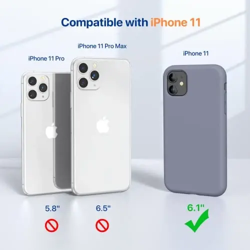 Miracase Designed for iPhone 11 Phone Case, with Screen Protector, Liquid Silicone Gel Rubber Full Body Drop Protection Shockproof Cover Phone Case for iPhone 11 6.1 inch, Lavender Gray - 5