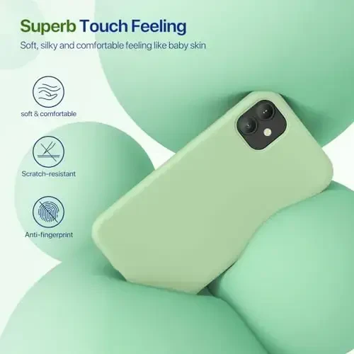 Miracase Designed for iPhone 11 Phone Case, with Screen Protector, Liquid Silicone Gel Rubber Full Body Drop Protection Shockproof Cover Phone Case for iPhone 11 6.1 inch, Matcha Green - 2