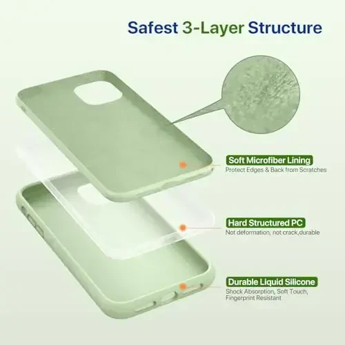 Miracase Designed for iPhone 11 Phone Case, with Screen Protector, Liquid Silicone Gel Rubber Full Body Drop Protection Shockproof Cover Phone Case for iPhone 11 6.1 inch, Matcha Green - 3