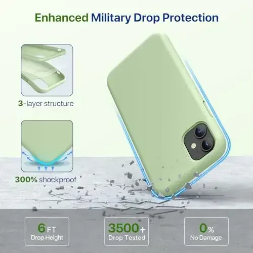 Miracase Designed for iPhone 11 Phone Case, with Screen Protector, Liquid Silicone Gel Rubber Full Body Drop Protection Shockproof Cover Phone Case for iPhone 11 6.1 inch, Matcha Green - 4