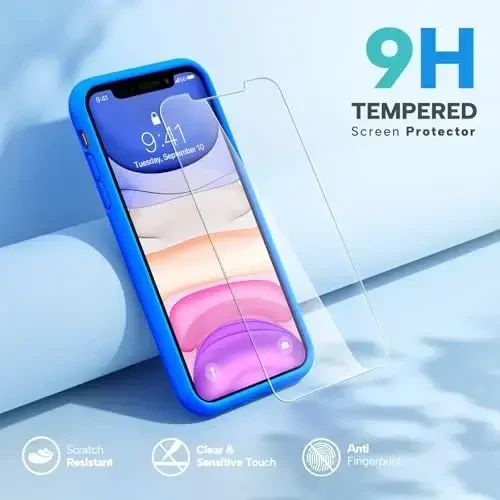 Miracase Designed for iPhone 11 Phone Case, with Screen Protector, Liquid Silicone Gel Rubber Full Body Drop Protection Shockproof Cover Phone Case for iPhone 11 6.1 inch, Mediterranean Blue - MIRACASE (1)