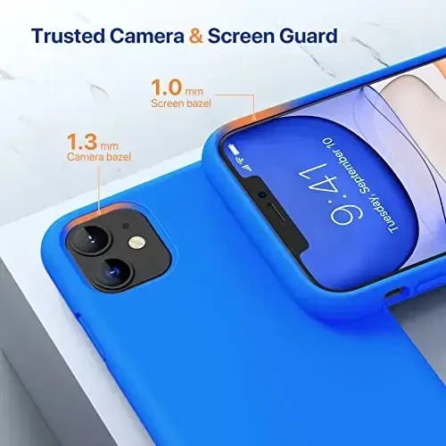 Miracase Designed for iPhone 11 Phone Case, with Screen Protector, Liquid Silicone Gel Rubber Full Body Drop Protection Shockproof Cover Phone Case for iPhone 11 6.1 inch, Mediterranean Blue - 5