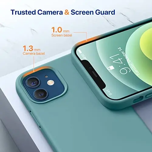 Miracase Designed for iPhone 11 Phone Case, with Screen Protector, Liquid Silicone Gel Rubber Full Body Drop Protection Shockproof Cover Phone Case for iPhone 11 6.1 inch, Midnight Green - 5