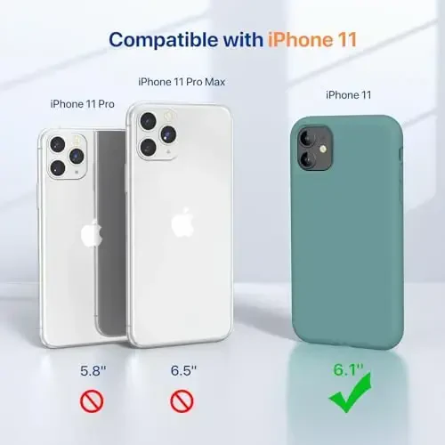 Miracase Designed for iPhone 11 Phone Case, with Screen Protector, Liquid Silicone Gel Rubber Full Body Drop Protection Shockproof Cover Phone Case for iPhone 11 6.1 inch, Midnight Green - 6