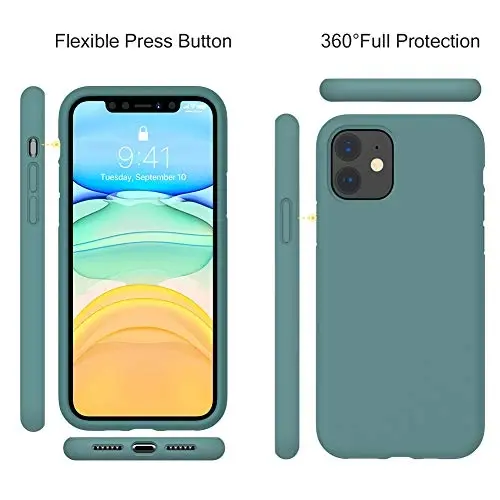 Miracase Designed for iPhone 11 Phone Case, with Screen Protector, Liquid Silicone Gel Rubber Full Body Drop Protection Shockproof Cover Phone Case for iPhone 11 6.1 inch, Midnight Green - 4