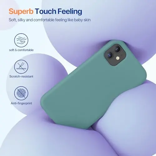 Miracase Designed for iPhone 11 Phone Case, with Screen Protector, Liquid Silicone Gel Rubber Full Body Drop Protection Shockproof Cover Phone Case for iPhone 11 6.1 inch, Midnight Green - 2