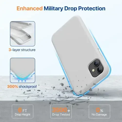 Miracase Designed for iPhone 11 Phone Case, with Screen Protector, Liquid Silicone Gel Rubber Full Body Drop Protection Shockproof Cover Phone Case for iPhone 11 6.1 inch, Moonlight White - 3