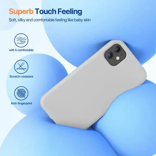 Miracase Designed for iPhone 11 Phone Case, with Screen Protector, Liquid Silicone Gel Rubber Full Body Drop Protection Shockproof Cover Phone Case for iPhone 11 6.1 inch, Moonlight White - 4