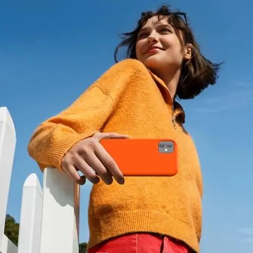 Miracase Designed for iPhone 11 Phone Case, with Screen Protector, Liquid Silicone Gel Rubber Full Body Drop Protection Shockproof Cover Phone Case for iPhone 11 6.1 inch, Orange - MIRACASE