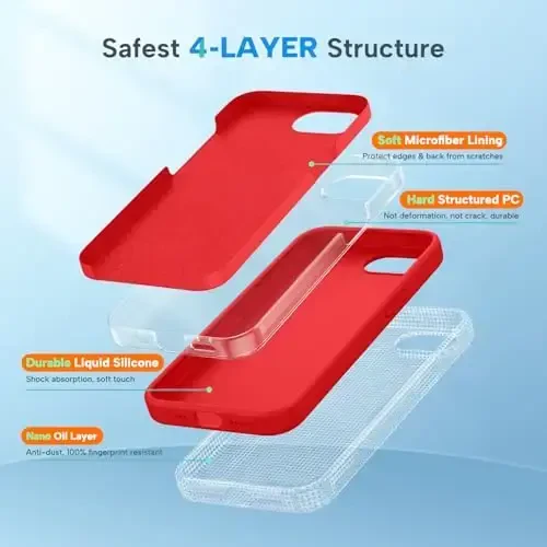 Miracase Designed for iPhone 11 Phone Case, with Screen Protector, Liquid Silicone Gel Rubber Full Body Drop Protection Shockproof Cover Phone Case for iPhone 11 6.1 inch, Red - 4