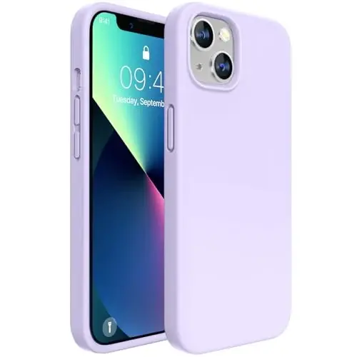 Miracase Designed for iPhone 13 Case, [Soft Anti-Scratch Microfiber Lining], Shockproof Liquid Silicone Rubber Phone Case Cover for 13 6.1 inch, Light Purple 