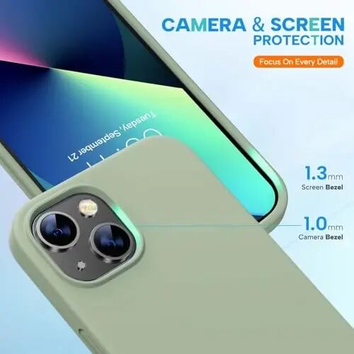 Miracase Designed for iPhone 13 Case, [Soft Anti-Scratch Microfiber Lining], Shockproof Liquid Silicone Rubber Phone Case Cover for 13 6.1 inch, Patina Green - 4