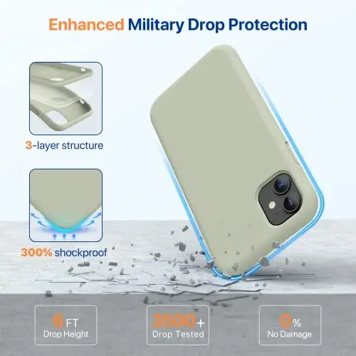 Miracase Designed for iPhone 13 Case, [Soft Anti-Scratch Microfiber Lining], Shockproof Liquid Silicone Rubber Phone Case Cover for 13 6.1 inch, Patina Green - 3