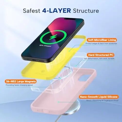 Miracase Designed for iPhone 13 Case, [Soft Anti-Scratch Microfiber Lining], Shockproof Liquid Silicone Rubber Phone Cover Case for 13 6.1 inch, Sand Pink - MIRACASE (1)
