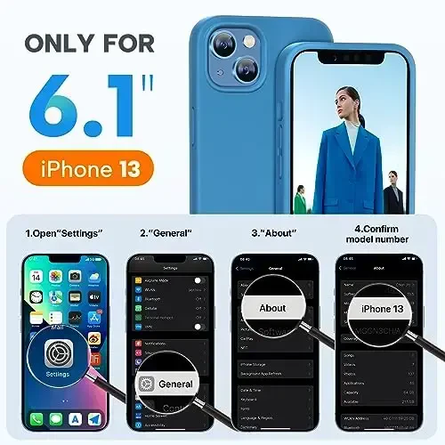 Miracase Designed for iPhone 13 Case, with Tempered Glass Screen Protector, [Soft Anti-Scratch Microfiber Lining], Shockproof Liquid Silicone Rubber Phone Case Cover for 13 6.1 inch, Capri Blue - 6