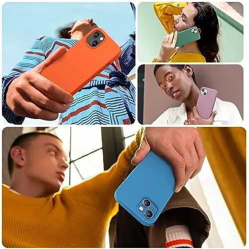 Miracase Designed for iPhone 13 Case, with Tempered Glass Screen Protector, [Soft Anti-Scratch Microfiber Lining], Shockproof Liquid Silicone Rubber Phone Case Cover for 13 6.1 inch, Capri Blue - 5