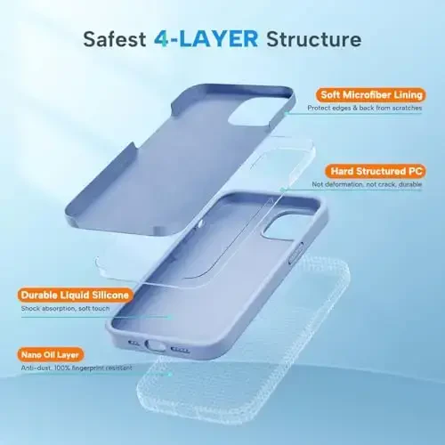 Miracase Designed for iPhone 13 Case, with Tempered Glass Screen Protector, [Soft Anti-Scratch Microfiber Lining], Shockproof Liquid Silicone Rubber Phone Case Cover for 13 6.1 inch, Clove Purple - 2