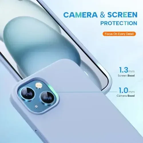 Miracase Designed for iPhone 13 Case, with Tempered Glass Screen Protector, [Soft Anti-Scratch Microfiber Lining], Shockproof Liquid Silicone Rubber Phone Case Cover for 13 6.1 inch, Clove Purple - 5